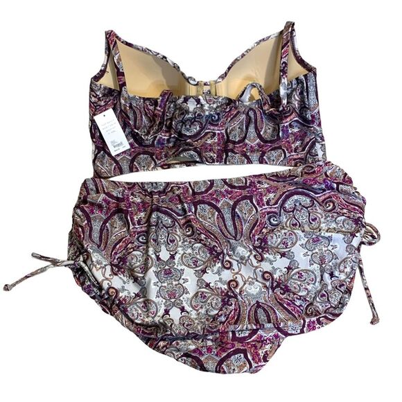 NWT LANE BRYANT Paisley SWIM BY CACIQUE. Top size 42 DD and Bottom size 18 - Picture 2 of 16